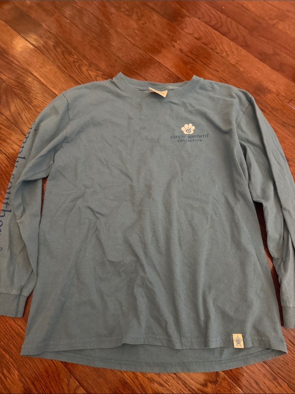 Simply Southern Dusty Blue Long Sleeve Tee with Logo